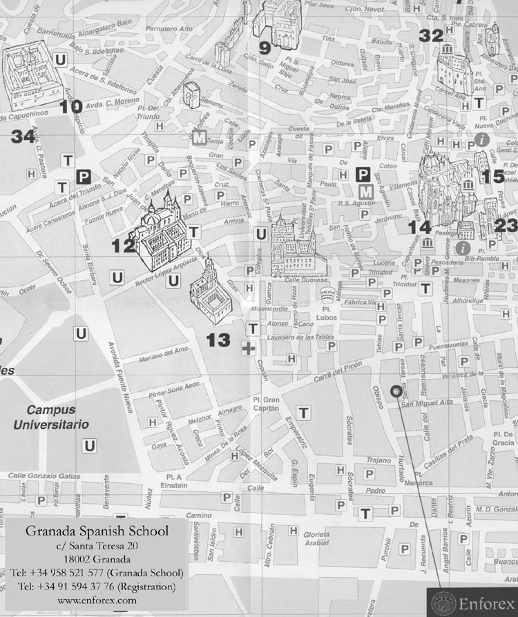 Enforex Granada Spanish School Map