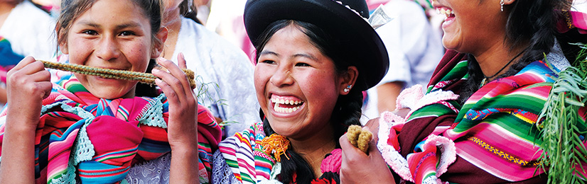 Indigenous girls in traditional dresses