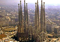 Aerial view of Sagrada Familia